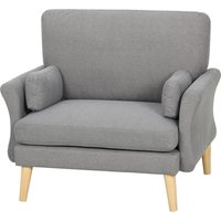 HOMCOM Sessel Loungesessel mit 83 cm Schneidersitz, Armlehnen, Polstersessel mit Zierkissen, Samtoptik, Dicke Polsterung Relaxsessel mit Holzbeinen für Wohnzimmer, Schlafzimmer, Dunkelgrau Aosom