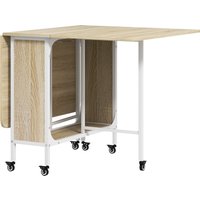 HOMCOM Klappbarer Esstisch Mobiler Klapptisch mit Offenem Regal Esszimmertisch mit Holzoptik Küchentisch für Kleine Räume, Küche, Esszimmer 130 x 80 x 74 cm Naturholzfarben Aosom