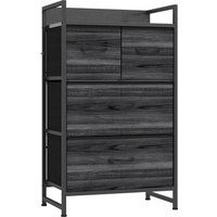 Rustic Chest Four Fabric Drawers Wood Effect