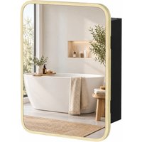 Bathroom Medicine Mirror Cabinet Bathroom Wall Cabinet w Storage Magnetic Door Adjustable Shelf Wood Finish