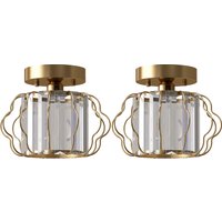 Crystal Ceiling Light Fixtures Modern Semi Flush Ceiling Lighting Crystal Strips 2 Pack Tone