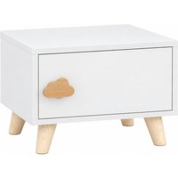 AIYAPLAY Kinderzimmer Nachttisch Holz mit Wolkengriff Staufach, Beistelltisch, Nachtschrank für Kinderzimmer, Schlafzimmer, 34 x 31 x 25 cm Weiß Aosom