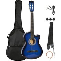 HOMCOM 38in Beginner Cutaway Acoustic Electric Guitar Premium Gloss Finish w/Case