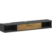 HOMCOM Wall-mounted TV Unit with Open Compartments, Drop-Down Door and Cable Pass-Throughs, 120 x 24 x 16 cm, Dark Gray | Aosom Ireland