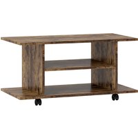 HOMCOM Modern TV Cabinet Stand Storage Shelves Table Mobile Bedroom Furniture Bookshelf Bookcase Rustic Brown Aosom UK