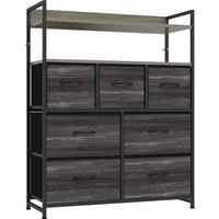 Chest Drawers Bedroom Fabric Dresser 7 Drawers Storage Organiser Unit Open Shelves Wood Effect