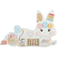 AIYAPLAY Montessori Motorikbrett 12-in-1 Holz Busy Board im Osterhasen Wandmontiertes Activity Board Spielzeug mit Xylophon Zahnrädern Perlenbahnen Frühes Lernspielzeug für Kinder Mädchen 1,5-6 Jahren Aosom