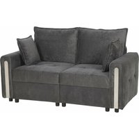 2 Seater Sofa Lift Up Storage 168 cm Comfy Velvet Small Couch Wide Deep Seat Plush Backrest Thick Padding 2 Pillows Loveseat Living Room Home Office Dark Grey