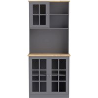 HOMCOM Kitchen Pantry, Buffet Hutch with 3 Storage Cabinets, 2 Open Shelves and Large Countertop for Kitchen, Grey | Aosom Ireland
