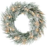 HOMCOM 60cm/ 24inch Flocked Prelit Christmas Wreath | Aosom Ireland