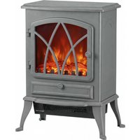 HOMCOM 1kW-2kW Vintage Electric Fireplace Heater - Grey | Aosom Ireland