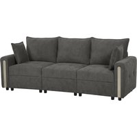3 Seater Sofa Lift Up Storage 228cm Comfy Velvet Couch Wide Deep Seat Dark Grey