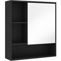 HOMCOM Bathroom Mirror Cabinet, Wall-Mounted Bathroom Cabinet with Mirror Door, Adjustable Shelves, Black