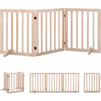 PawHut Wooden Dog Gate, 3-Panel Freestanding Pet Gates Indoor with 2 Support Feet and 360° Flexible Hinges, Natural | Aosom Ireland