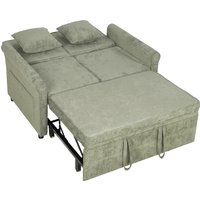 HOMCOM 2 Seater Sofa Bed 3-in-1 Convertible Chenille Pull Out Sleeper Sofa with 5-Position Adjustable Backrest, Light Green | Aosom Ireland