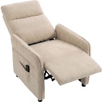 HOMCOM Recliner Armchair, Push Back Recliner Chair with Massage & Heat, Adjustable Armrests, Dual Side Pockets, Beige