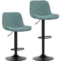 HOMCOM Set of Two Linen-Look Bar Stools - Blue | Aosom Ireland