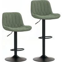 HOMCOM Set of Two Linen-Look Bar Stools - Green | Aosom Ireland