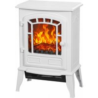 HOMCOM Electric Fireplace Stove, 1000W/2000W, Freestanding Electric Fire with LED Flame Effect, Adjustable Thermostat, White | Aosom Ireland