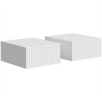 HOMCOM Nachttisch 2er Set Wandmontiert Beistelltisch mit 2 Schubladen Nachtkommode Nachtschrank für Wohnzimmer, Schlafzimmer, 40 x 35 x 17 cm, Weiß Aosom