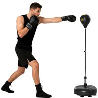 HOMCOM Punching Bag with Stand, Free Standing Boxing Bag Set, Speed Bag with Adjustable Height for Teens & Adults, Black, Gold