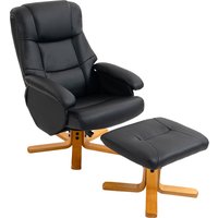 HOMCOM Relaxsessel mit Fußhocker, verstellbarer PU-Relaxsessel mit hoher Rückenlehne, 360°-Drehung, Schaukel-Funktion, Holzgestell, für Wohnzimmer, Schlafzimmer, Heimkino, Schwarz Aosom