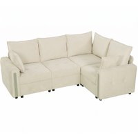 228cm L Shaped Sofa Lift Up Storage 3 Seater Sectional Sofa Wide Deep Seat