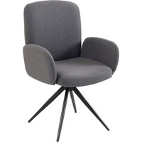 Swivel Accent Chair Upholstered Linen Look Armchair Curved Backrest Wrapped Armrests Living Room