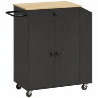 HOMCOM Rolling Kitchen Island with 3-Tier Spice Rack, Kitchen Storage Cart with Drawer and Towel Rack, Black