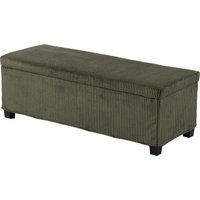 HOMCOM Aufbewahrungsbank 84 L, Wohnzimmer-Pouf, Bettende, Aufbewahrungstruhe, Fußhocker aus Cordvelours mit Deckel, für Wohnzimmer, Schlafzimmer, Flur, 112 x 42 x 40 cm, Hellgrün Aosom