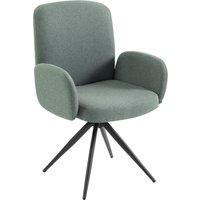 Swivel Accent Chair Upholstered Linen Look Armchair Curved Backrest Wrapped Armrests Living Room Light Green