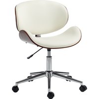 Vinsetto Vintage-Bürostuhl, höhenverstellbar, 360° drehbar, verchromtes Gestell, Pappelholz, 53L x 53P x 77-87H cm, Creme Aosom