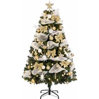 HOMCOM 5ft Pre-Lit Christmas Tree with 150 LED Lights, Artificial Xmas Tree with 8 Lighting Modes, 450 Tips, Remote, Green