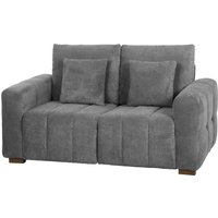 HOMCOM 2 Seater Sofa, Upholstered Velvet Small Couch for Bedroom with Pillows, Padded Cushion and Wood Legs, Grey
