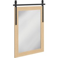 HOMCOM 110 x 66 cm Rectangle Mirror, Farmhouse Wall Mirror for Living Room, Bedroom, Hallway, White Oak