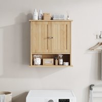 Smart Low Bathroom Cabinet with Louvered Doors, Nordic Floor-Standing Storage Cabinet for Bathroom Cloakroom, 36L x 30W x 86H cm, White Aosom UK