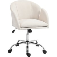 HOMCOM Bürostuhl Höhenverstellbar 360° Drehbarer Schreibtischstuhl mit Blumenform Wippfunktion, Chenilleoptik, Homeoffice Stuhl Computerstuhl Schminkstuhl bis 120 kg, Cremeweiß Aosom