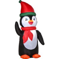 HOMCOM Aufblasbarer Weihnachts-Pinguin 1,6 m mit Lichtern, beleuchtete Party-Dekoration aus Polyester-Stoff, mehrfarbig für festliche Stimmung Aosom.de