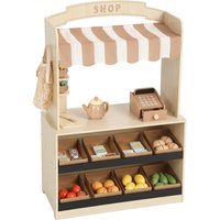 AIYAPLAY Pretend Play Shop, Wooden Kids Grocery Store Playset with Play Food, Cash Register, Chalkboard, 61 Accessories for 3-8