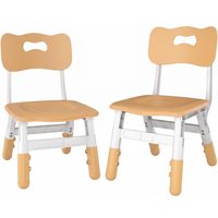 AIYAPLAY 2 PCS Kids Desk Chairs, 3 Level Height Adjustable Children's Chairs with Backrest for 1.5-8 Years, Max Load 50KG, Brown