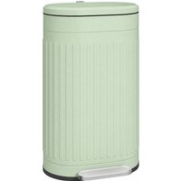 HOMCOM 30 Litre Pedal Bin, Fingerprint Proof Kitchen Bin with Soft-close Lid, Metal Rubbish Bin w/ Foot Pedal and Removable Bucket, Light Green
