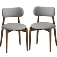 HOMCOM Dining Chairs Chenille Upholstered Kitchen Chairs Curved Backrest Rubberwood Legs Grey