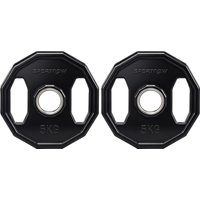 SPORTNOW Olympic Weight Plates Set, Metal and Rubber Bumper Plates Weights Discs with 2"/5cm Holes, for Home Gym Weight Lifting Strength Training, 2 x 5kg, Black