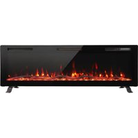 HOMCOM 3 IN 1 Slim Electric Fire, Wall Mounted/Recessed/Freestanding, Electric Fireplace with 12 Flame Colours, 5 Brightness