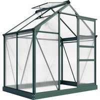 Outsunny Greenhouse Materials Polycarbonate, Large Walk-In Greenhouse Galvanised Base Aluminium w/ Slide Door, 1.9L x 1.3W x 2 m Aosom UK
