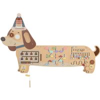 AIYAPLAY Montessori Motorikbrett Holz Busy Board in Dackelform Wandmontiertes Activity Board Spielzeug mit Xylophon Zahnrädern Trommel Frühes Lernspielzeug für Kinder Mädchen 1,5-6 Jahre Aosom
