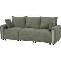 HOMCOM 3 Seater Sofa with Lift-Up Storage, 228cm Comfy Velvet Couch with Wide Deep Seat, Dark Green