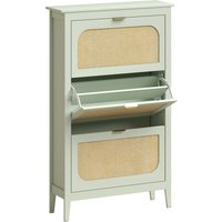 HOMCOM Narrow Shoe Cabinet, Boho Slim Shoe Storage Cabinet with 3 Flip Drawers, Holds 21 Pairs, Light Green