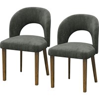 HOMCOM Modern Dining Chairs Set of 2, Chenille Upholstered Ergonomic Kitchen Chairs with Thick Padded Seat, Backrest Dark Grey