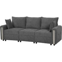 HOMCOM 3 Seater Sofa with Lift-Up Storage, 228cm Comfy Velvet Couch with Wide Deep Seat, Dark Grey